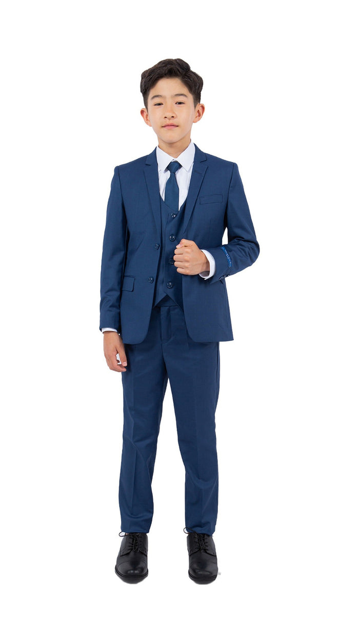 Perry Ellis Boy's 5-Piece Solid Suit - Indigo