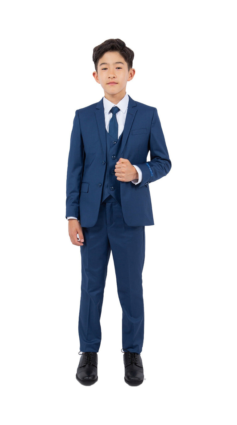 Perry Ellis Boy's 5-Piece Solid Suit - Indigo