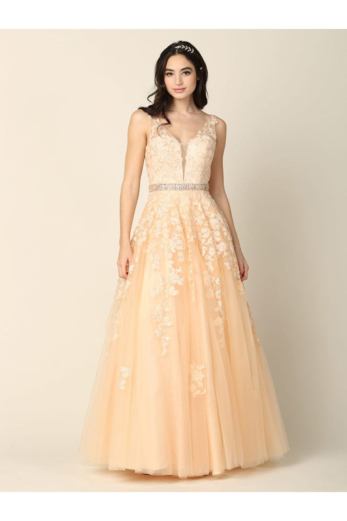 Eva USA 5232 Embellished Floral Embroidery A-Line Gown