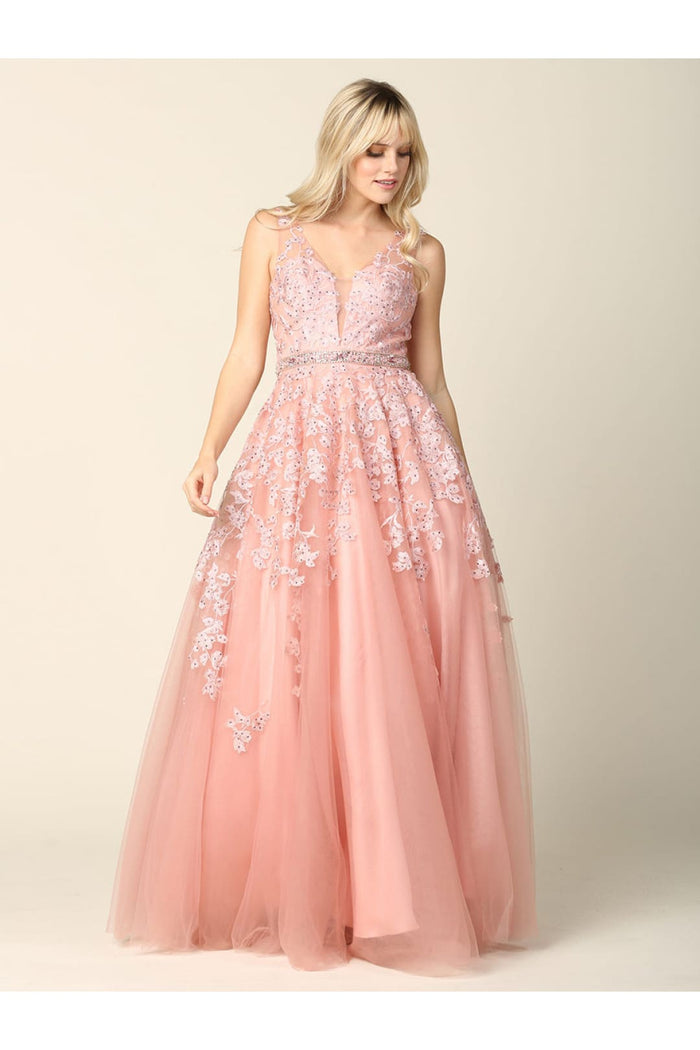 Eva USA 5232 Embellished Floral Embroidery A-Line Gown