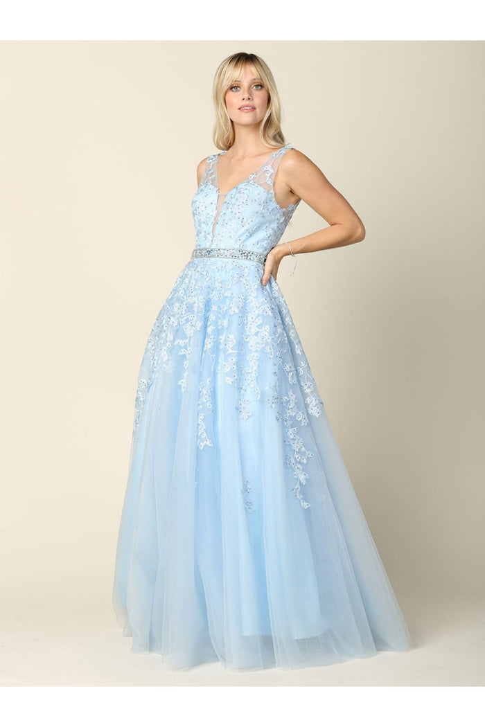 Eva USA 5232 Embellished Floral Embroidery A-Line Gown