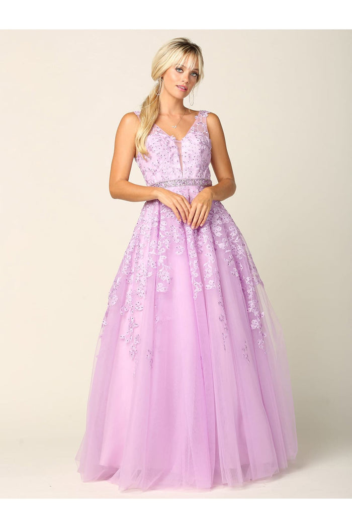 Eva USA 5232 Embellished Floral Embroidery A-Line Gown