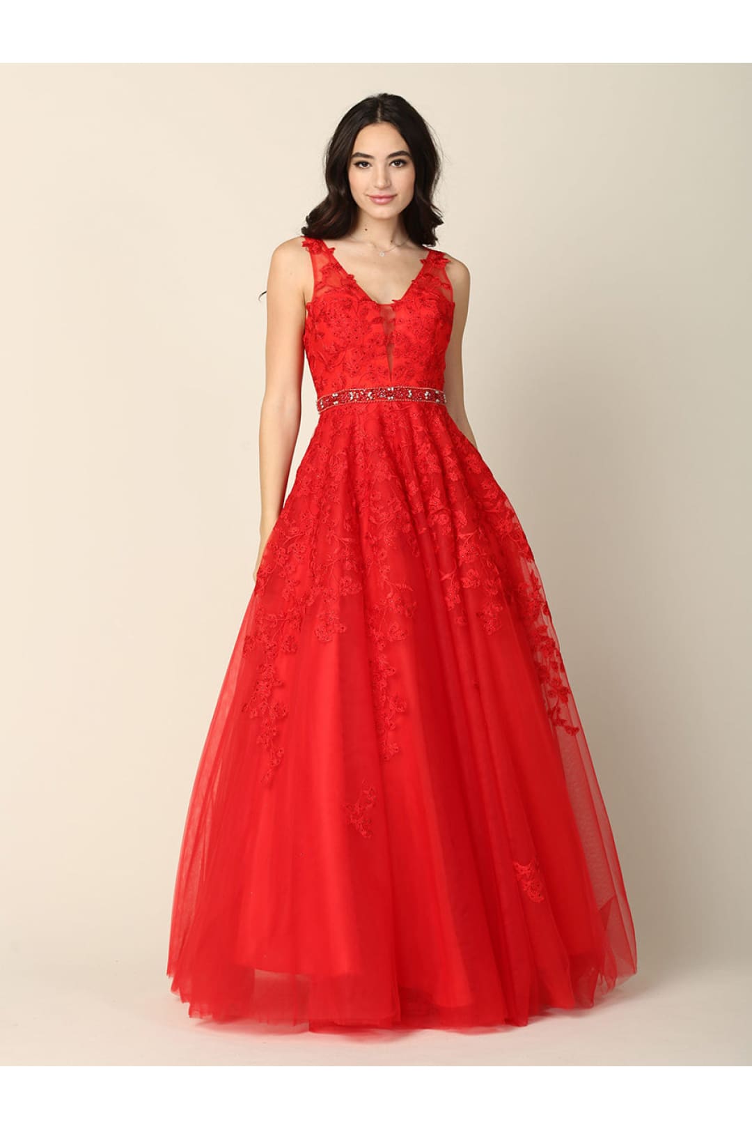 Eva USA 5232 Embellished Floral Embroidery A-Line Gown