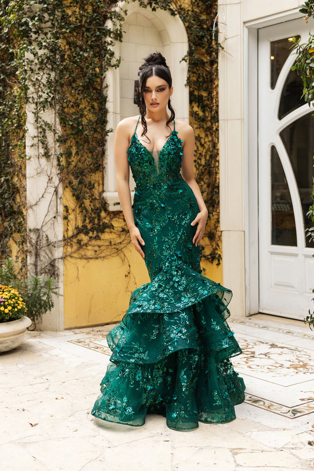 Prom Dress Plunging V-Neck Beaded Formal Gown By Royal Queen RQ8148