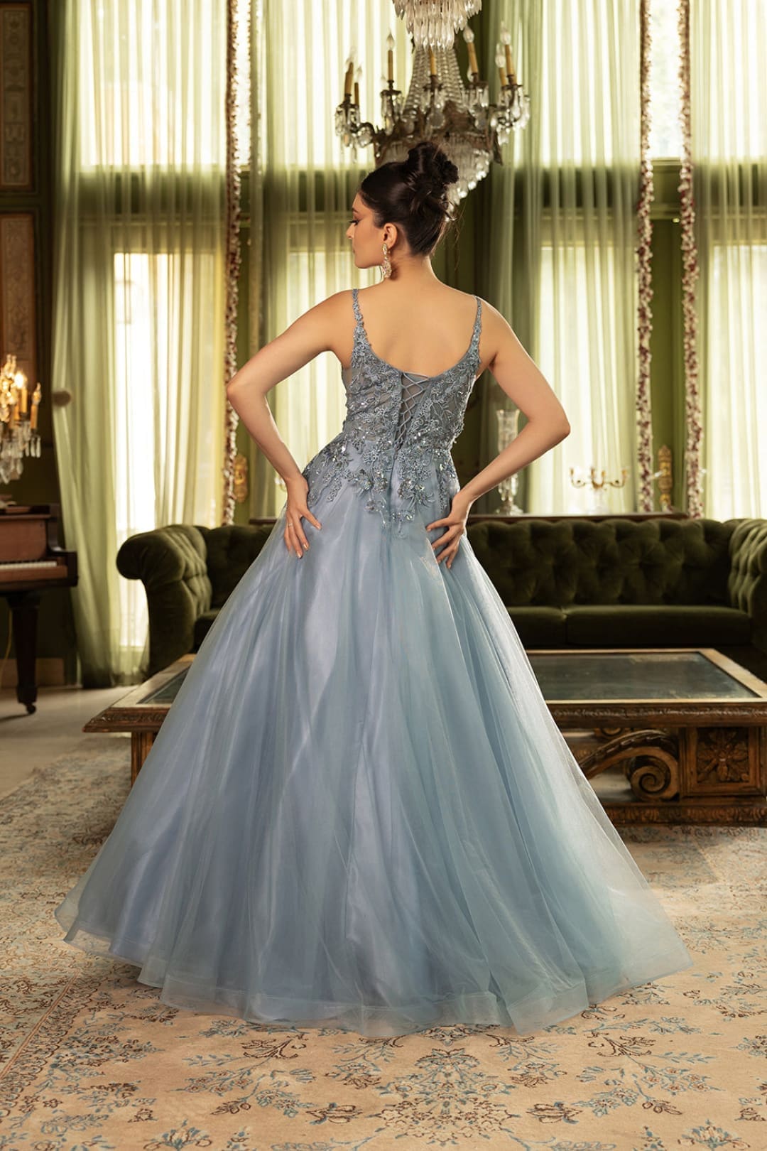 Prom Dress Sleeveless Plunging Neck Gala Gown By May Queen MQ2135