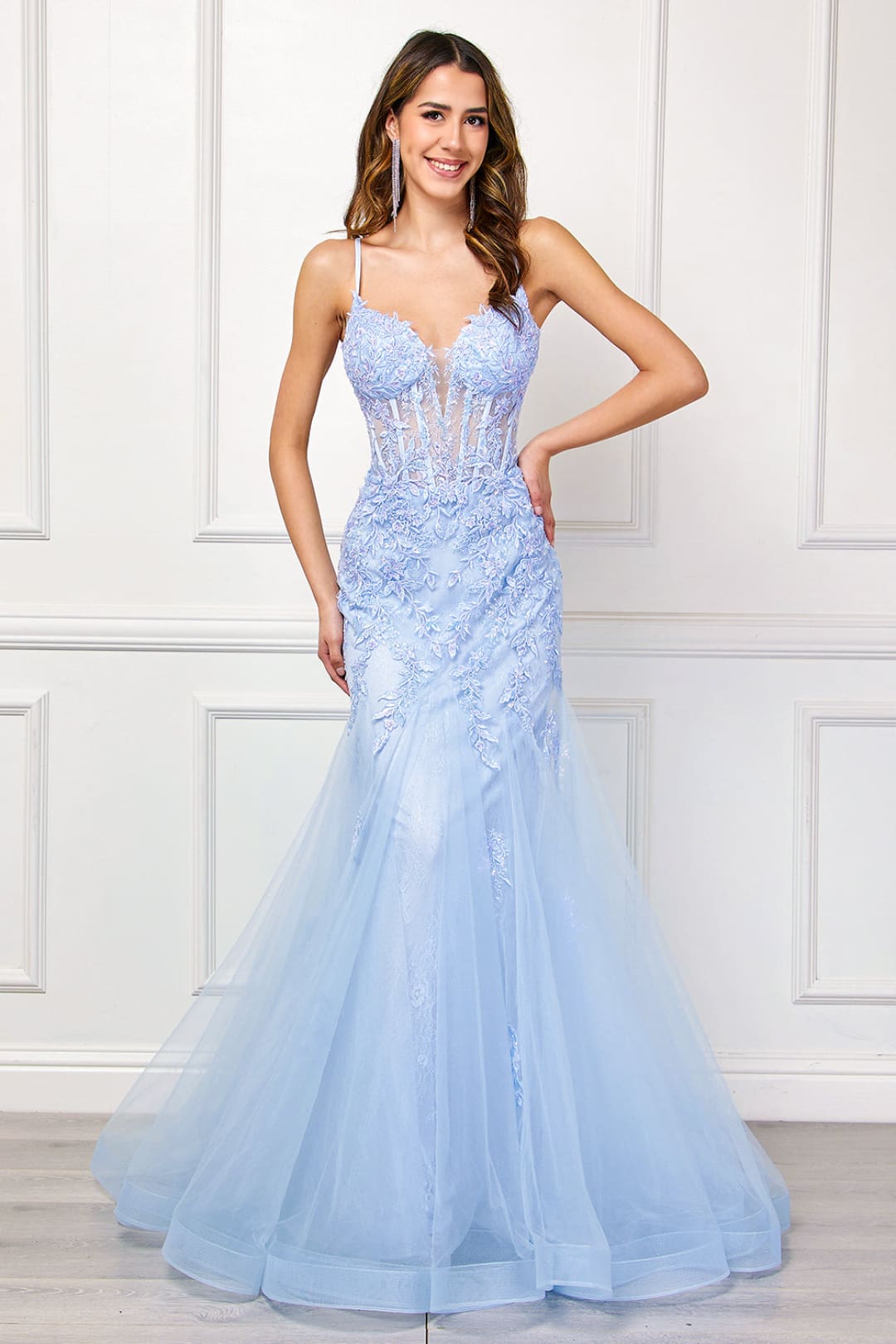 Prom Dress V-Neck Beaded Mermaid Formal Gown By Amelia Couture 2120