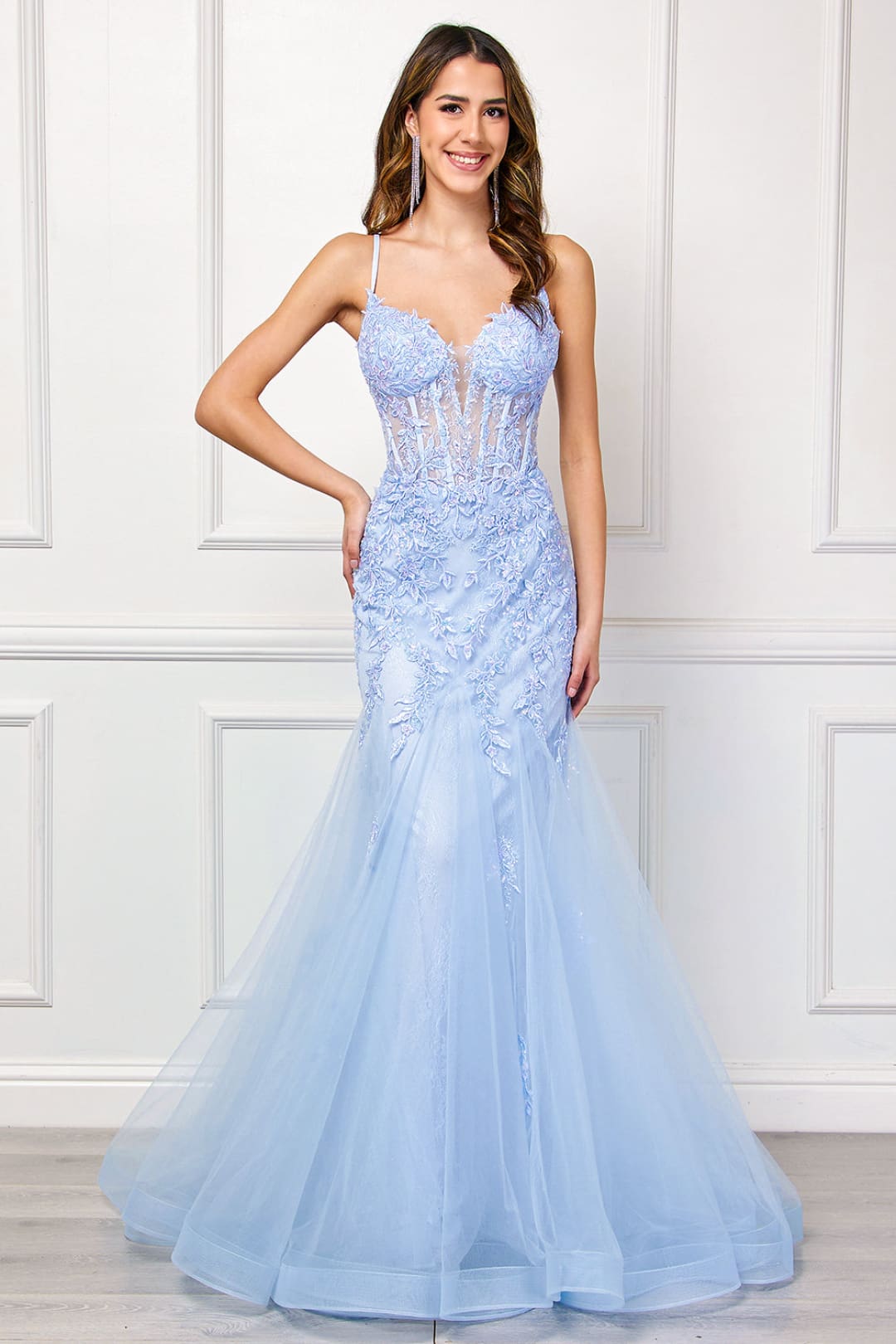Prom Dress V-Neck Beaded Mermaid Formal Gown By Amelia Couture 2120