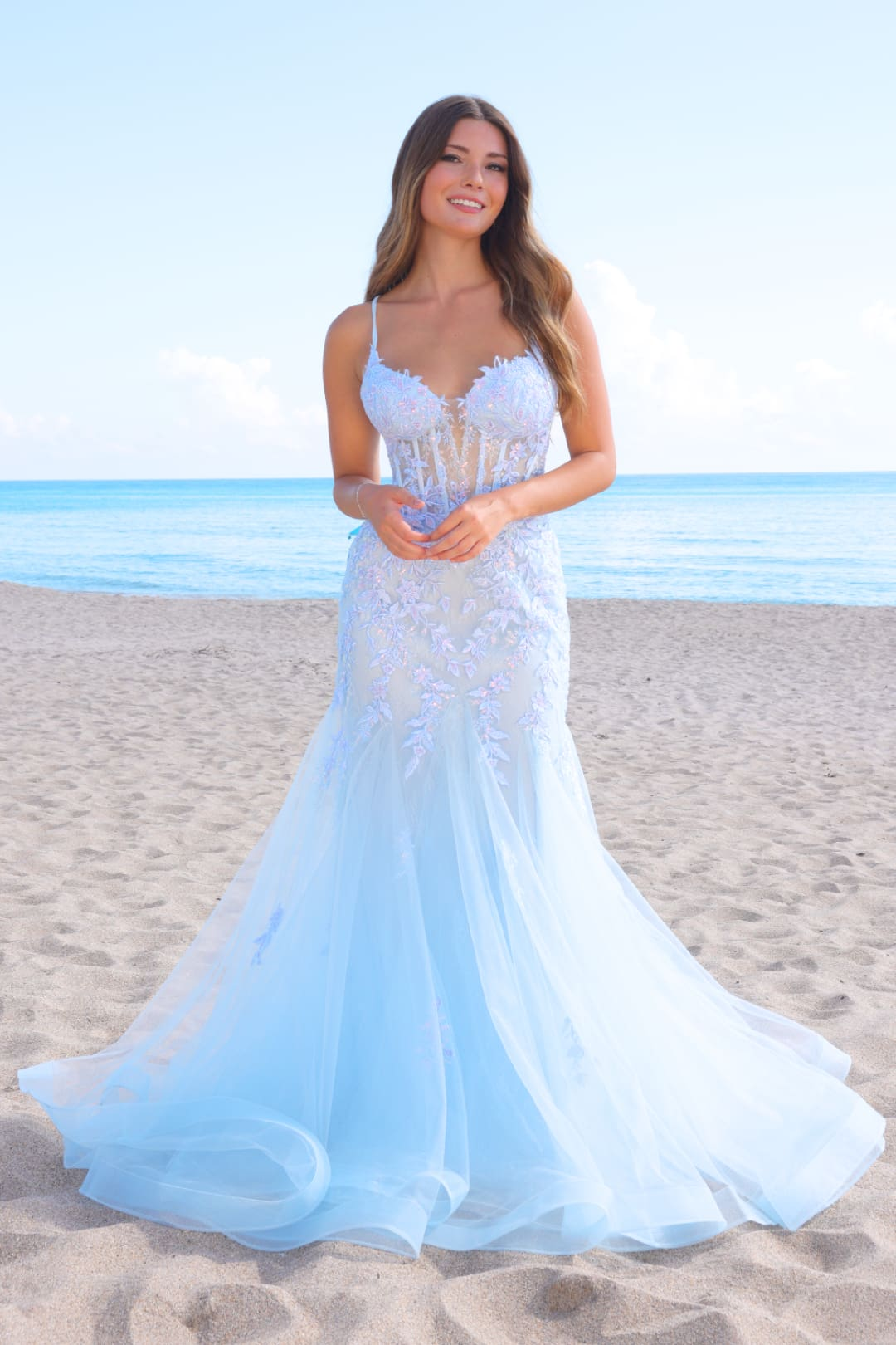Prom Dress V-Neck Beaded Mermaid Formal Gown By Amelia Couture 2120