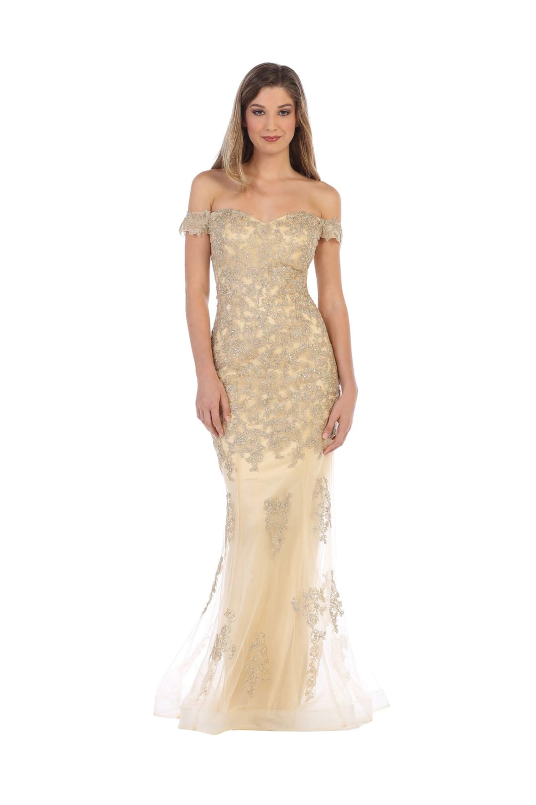 Eva USA 5154 Prom Long Off Shoulder Fitted Formal Dress