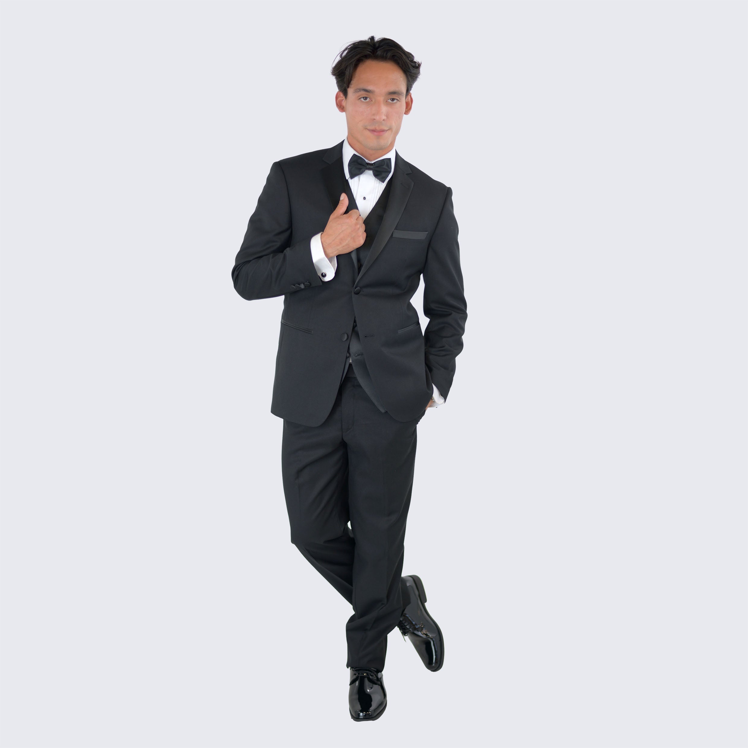 Black Tuxedo Slim Fit with Notch Lapel - Wedding - Prom