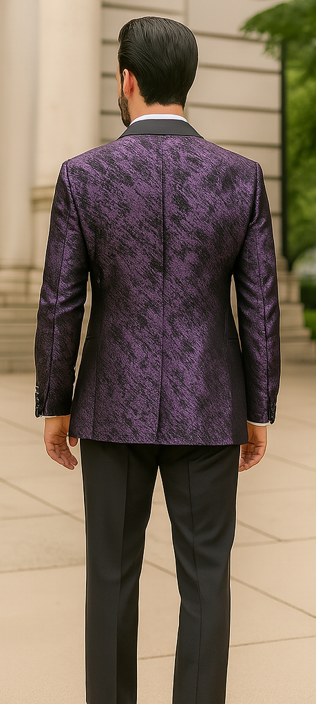 Purple Satin Double Breasted Stacy Adams Jacket