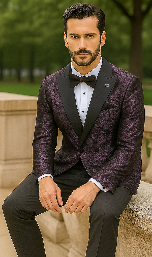 Purple Satin Double Breasted Stacy Adams Jacket