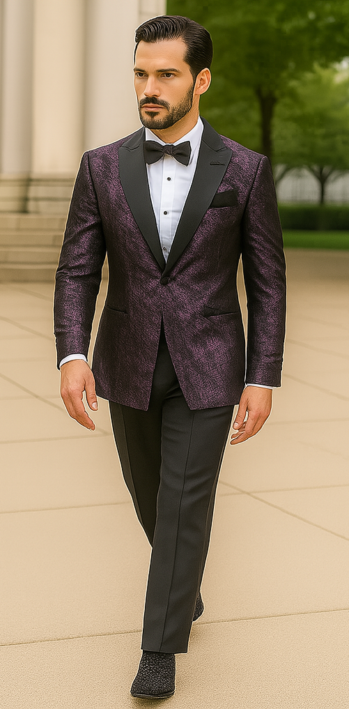 Purple Satin Double Breasted Stacy Adams Jacket