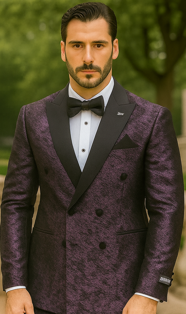 Purple Satin Double Breasted Stacy Adams Jacket