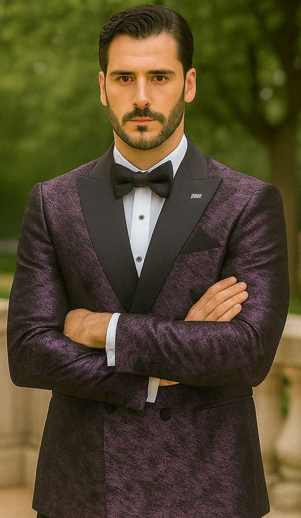 Purple Satin Double Breasted Stacy Adams Jacket