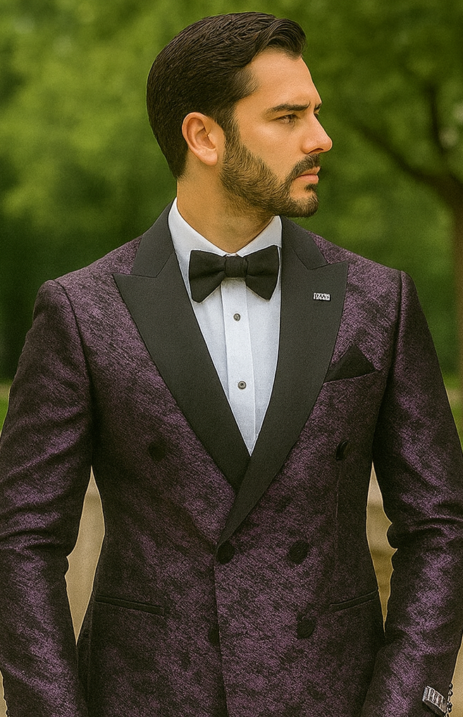 Purple Satin Double Breasted Stacy Adams Jacket