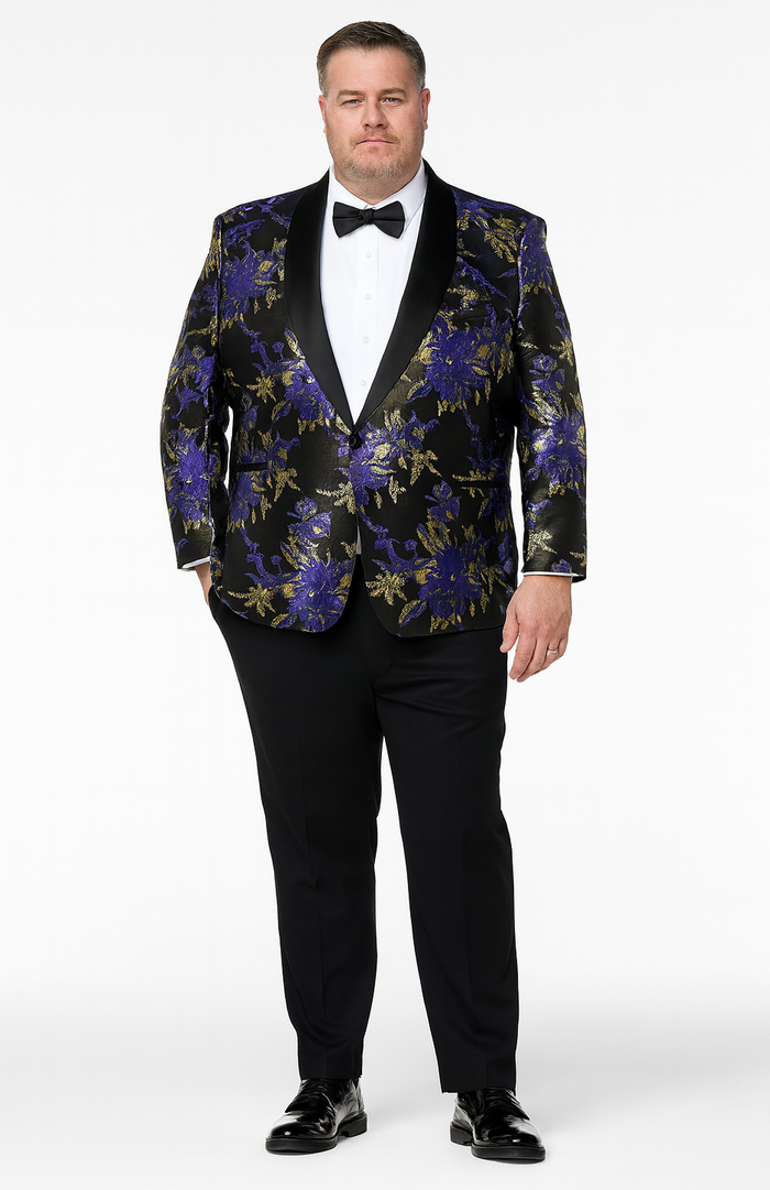 Purple and Gold Tuxedo Jacket with Shawl Lapel – Wedding & Prom