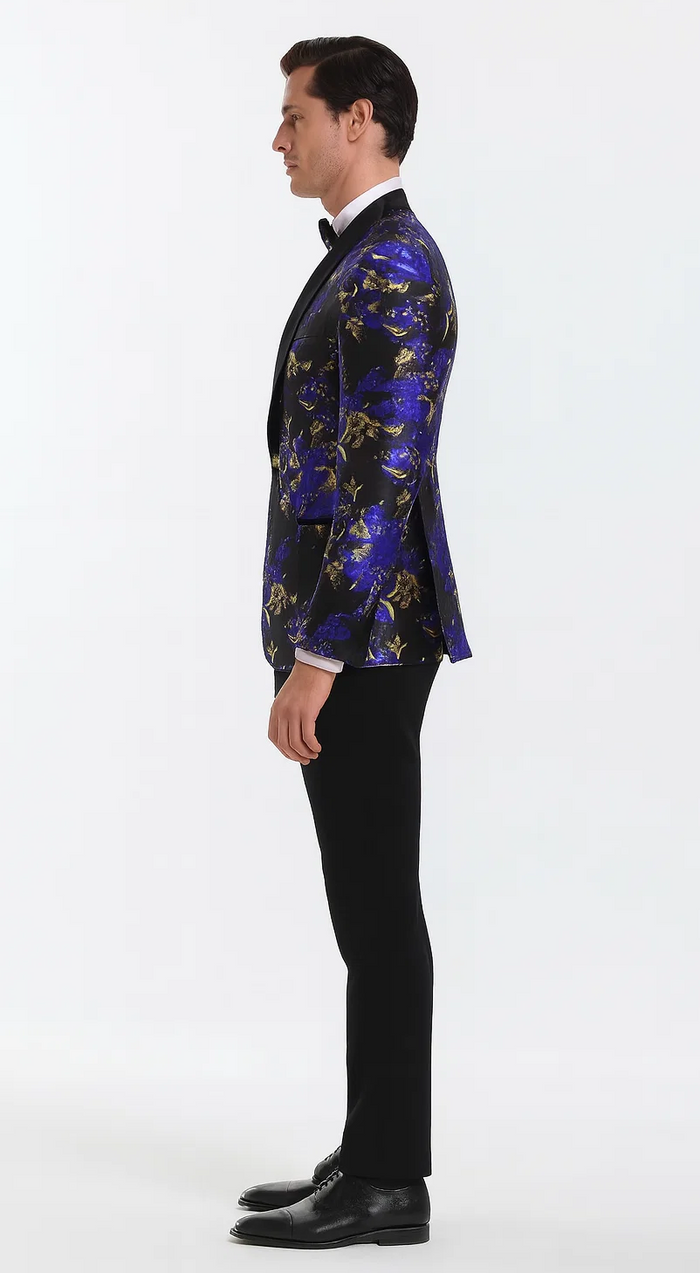 Purple and Gold Tuxedo Jacket with Shawl Lapel – Wedding & Prom