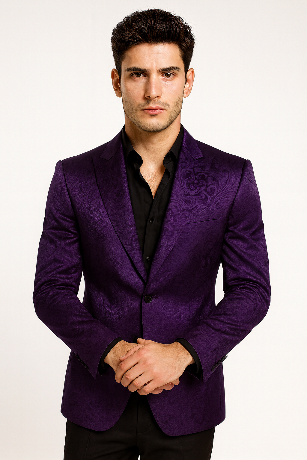 Purple Paisley-100 Fancy Party Blazer Suit Jacket For Men