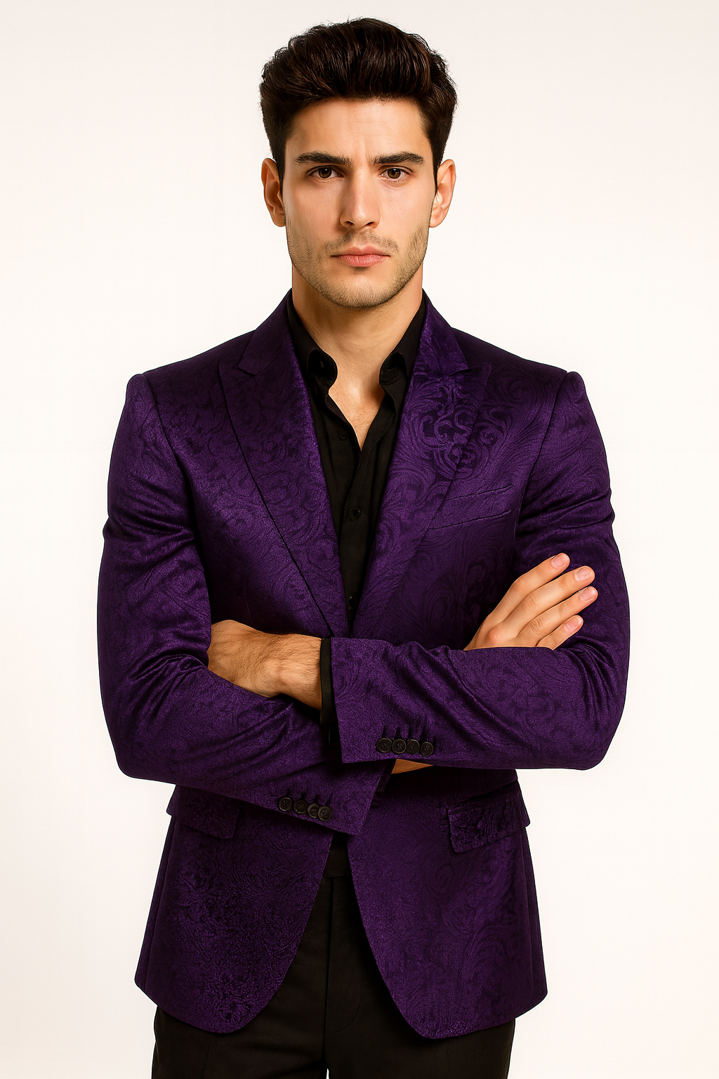 Purple Paisley-100 Fancy Party Blazer Suit Jacket For Men