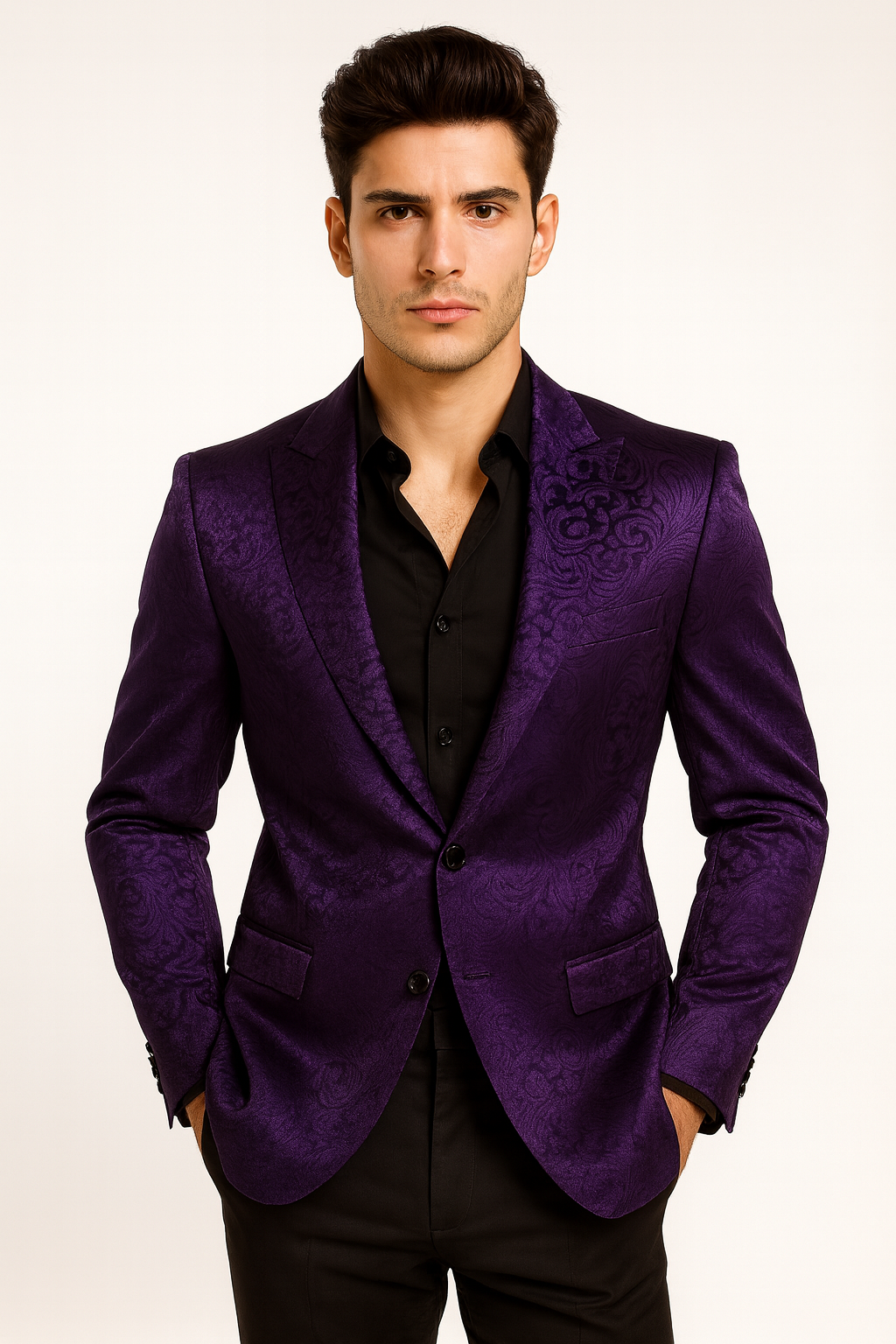Purple Paisley-100 Fancy Party Blazer Suit Jacket For Men