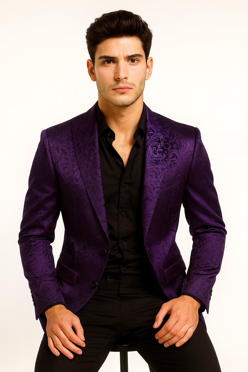 Purple Paisley-100 Fancy Party Blazer Suit Jacket For Men