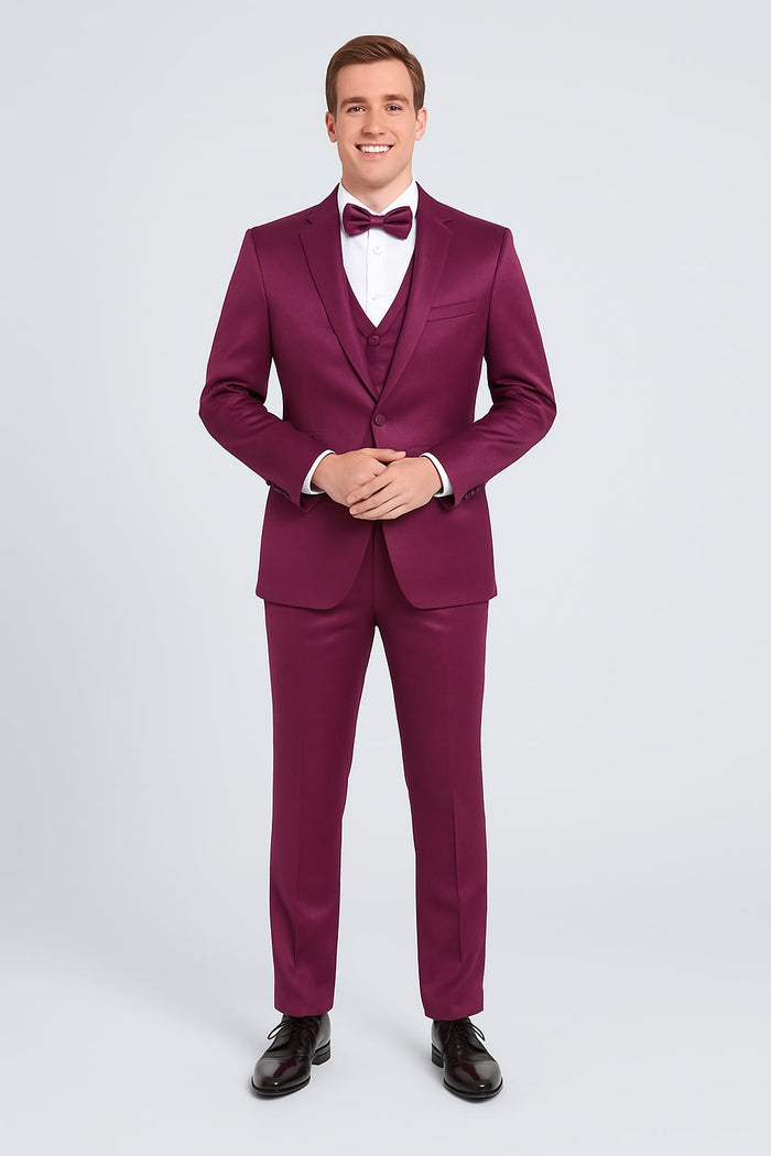 Purple Satin Tuxedo Set for Special Occasions