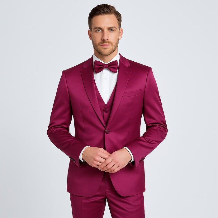 Purple Satin Tuxedo Set for Special Occasions