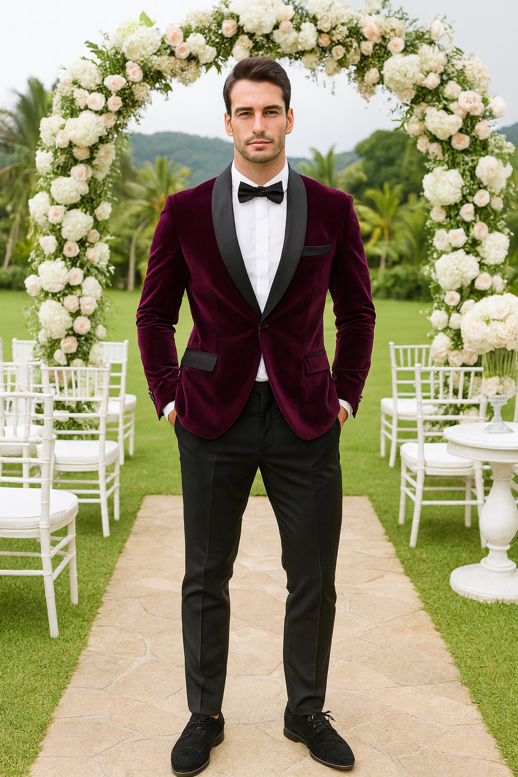 Purple Velvet Tuxedo Jacket with Shawl Lapel – Slim Fit