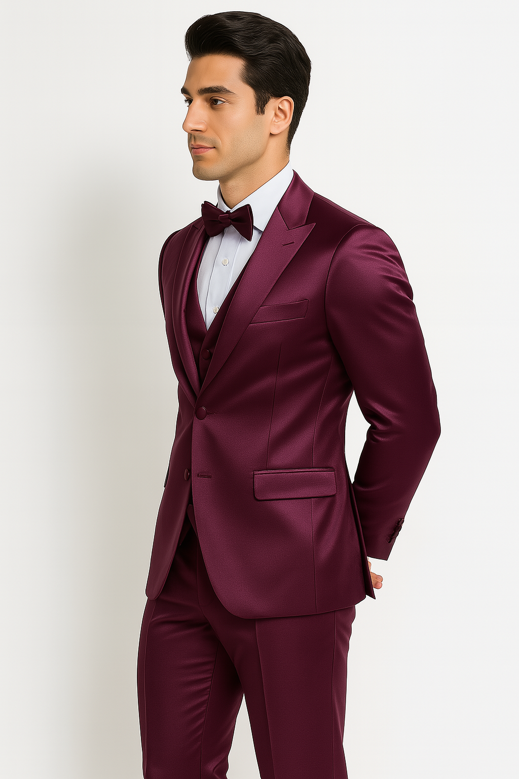 Elite Purple Satin Suit for Formal Events