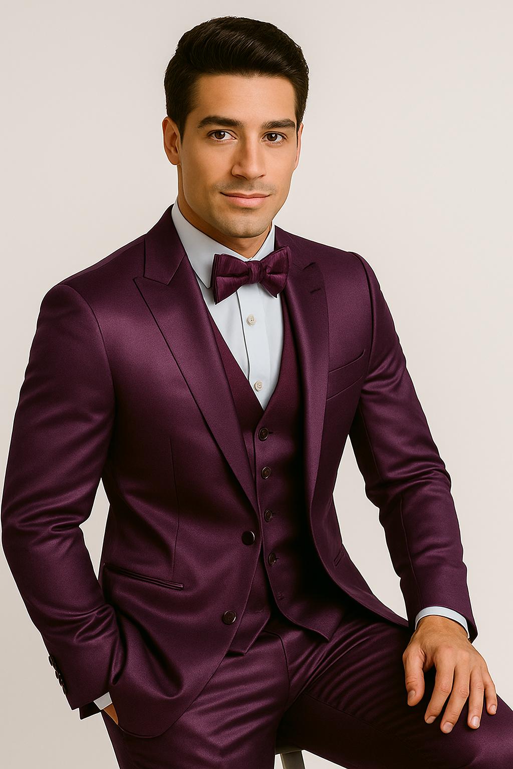 Elite Purple Satin Suit for Formal Events