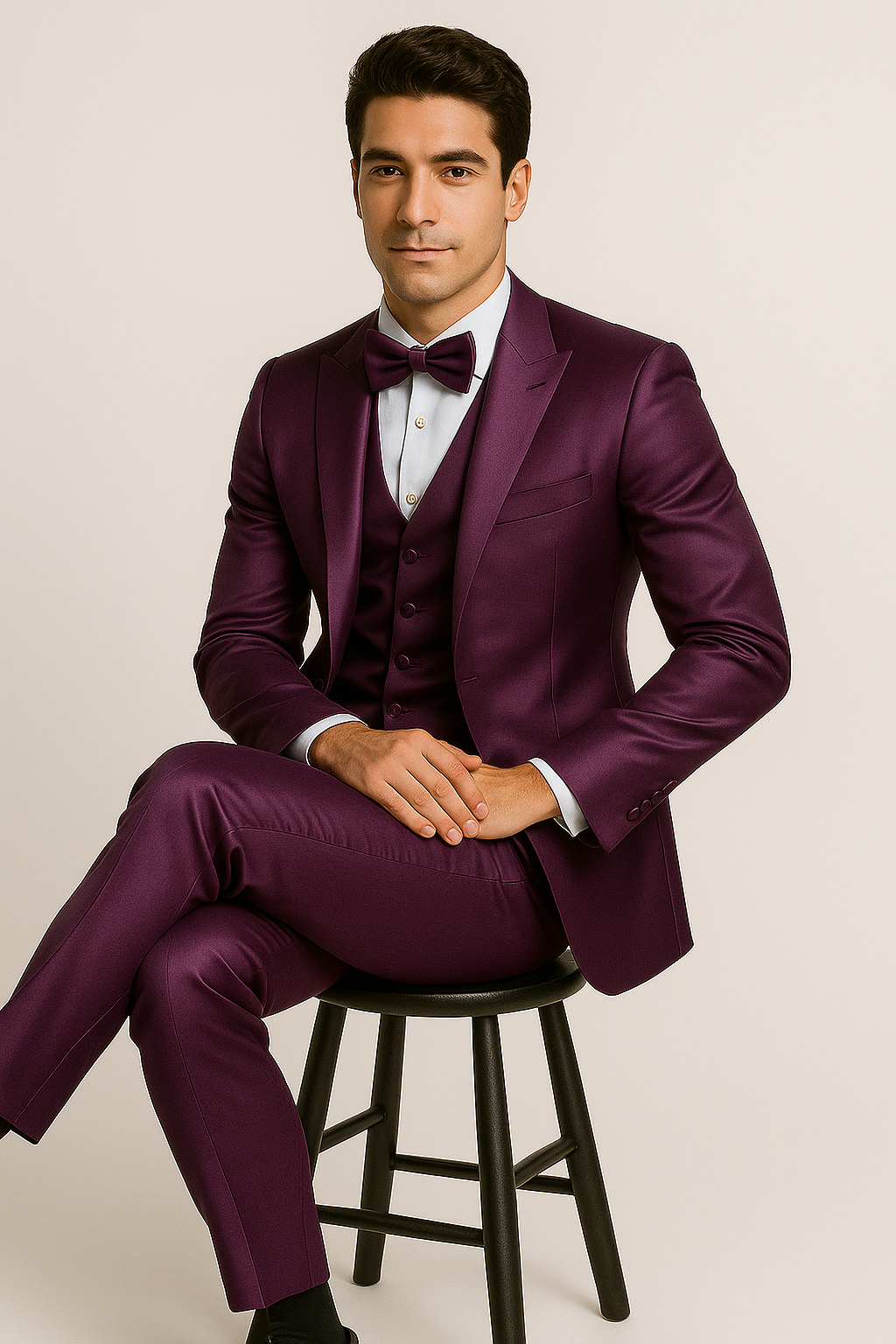 Elite Purple Satin Suit for Formal Events