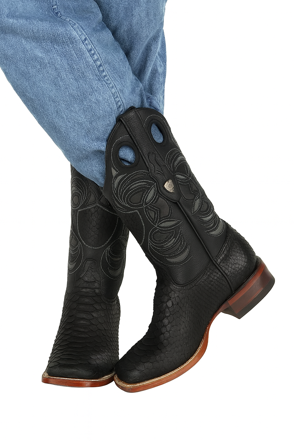 Python Snake Boots Square Toe for Men