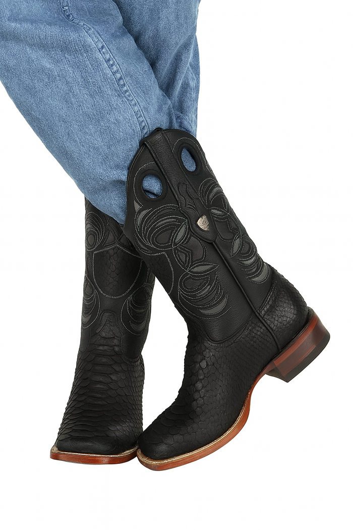 Python Snake Boots Square Toe for Men