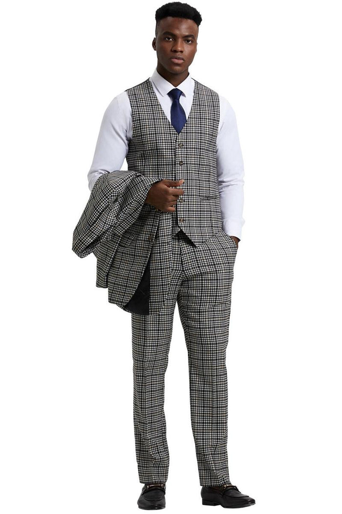 Stacy Adams Grey & Green Glen Plaid Suit