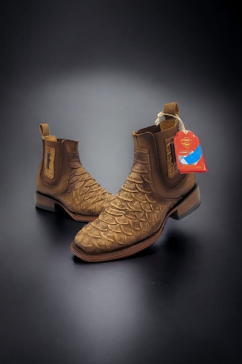 Quincy Square Toe Python Print Ankle Boots