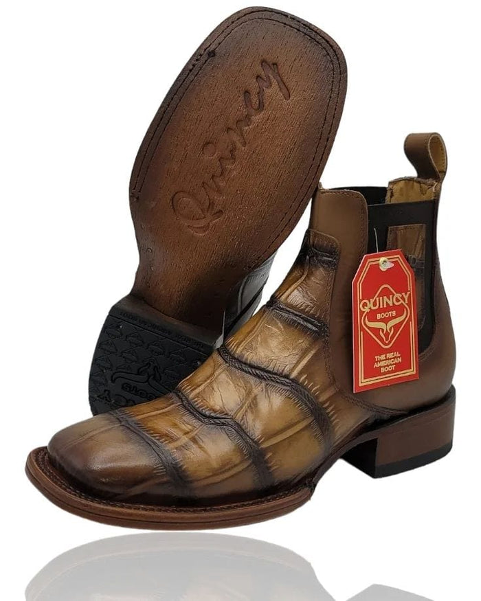 Quincy Alligator Print Square Toe Ankle Boots