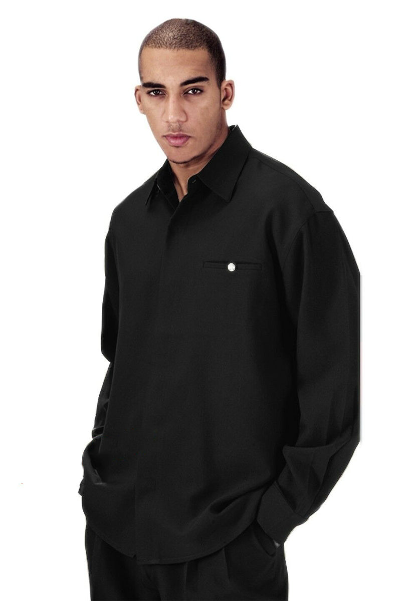 Men's Black Long Sleeve Leisure Set by Milano Moda