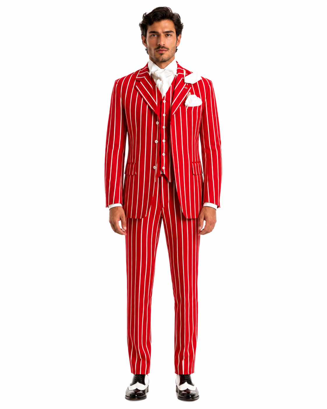 1920s Red & White Pinstripe Gangster Suit for Men