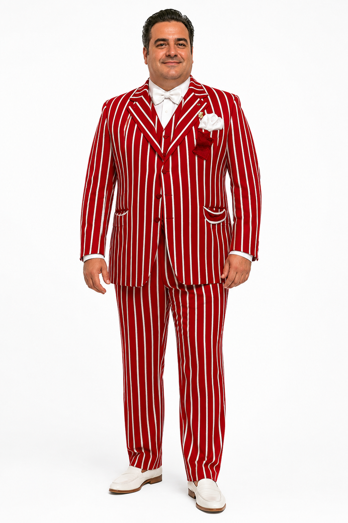1920s Light Red & White Pinstripe Mens Suit