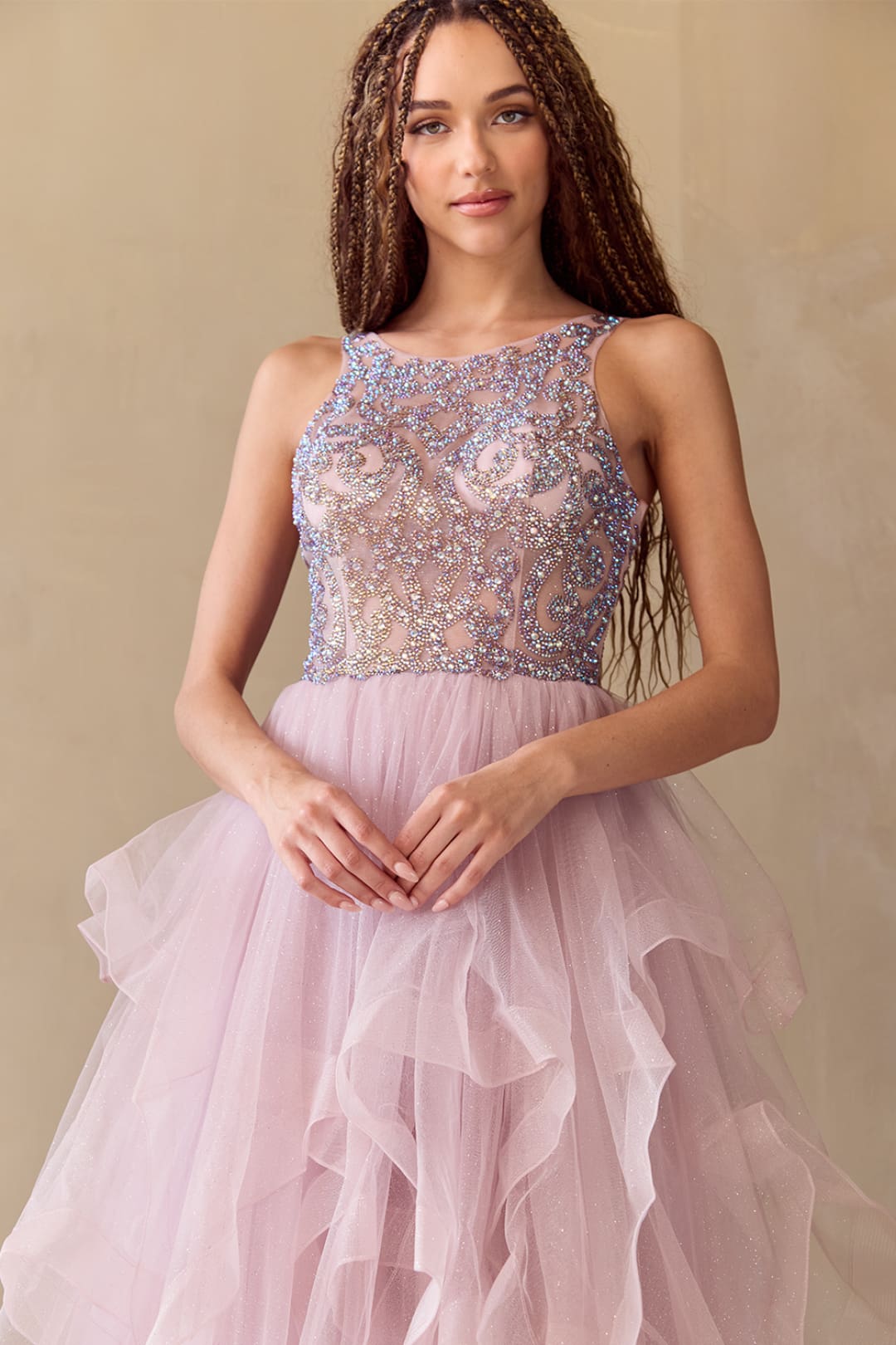 Red Carpet Dress Scoop Neck A-Line Prom Gown By Amelia Couture 5066