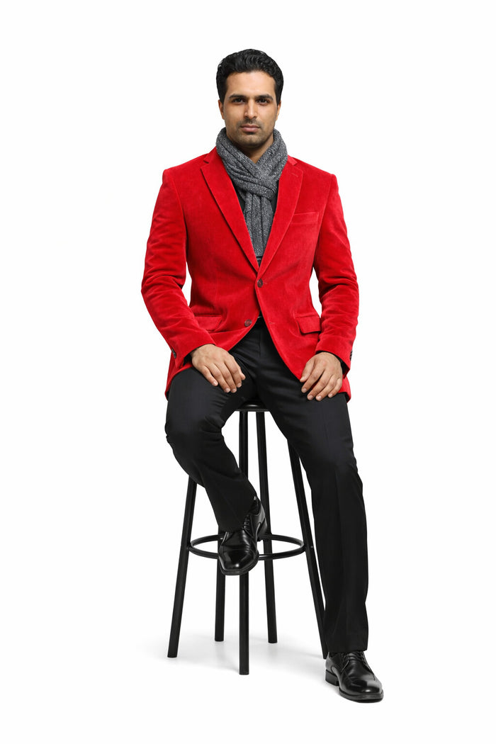 Men's 2 button Notch Collar Cheap Priced Designer Fashion Dress For Men On Sale Fully Lined Velvet ~ Velour Cheap Priced Men's blazer Jacket For Men Red