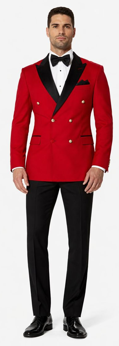 Red Double Breasted Tuxedo with Velvet Peak Lapel – Wedding & Prom