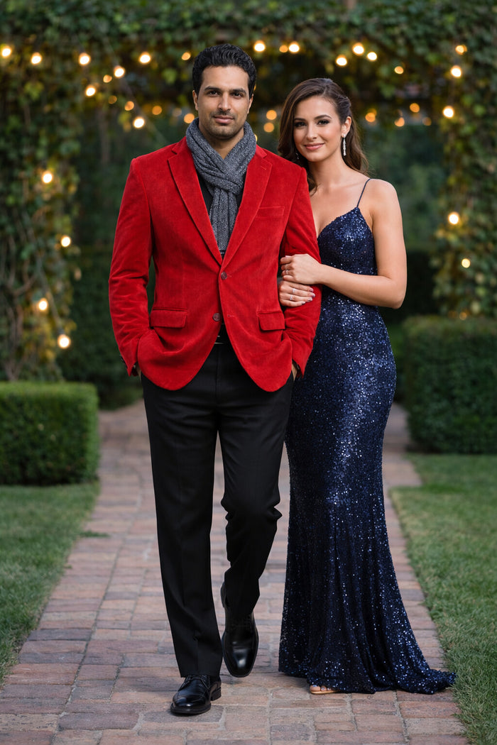 Men's 2 button Notch Collar Cheap Priced Designer Fashion Dress For Men On Sale Fully Lined Velvet ~ Velour Cheap Priced Men's blazer Jacket For Men Red