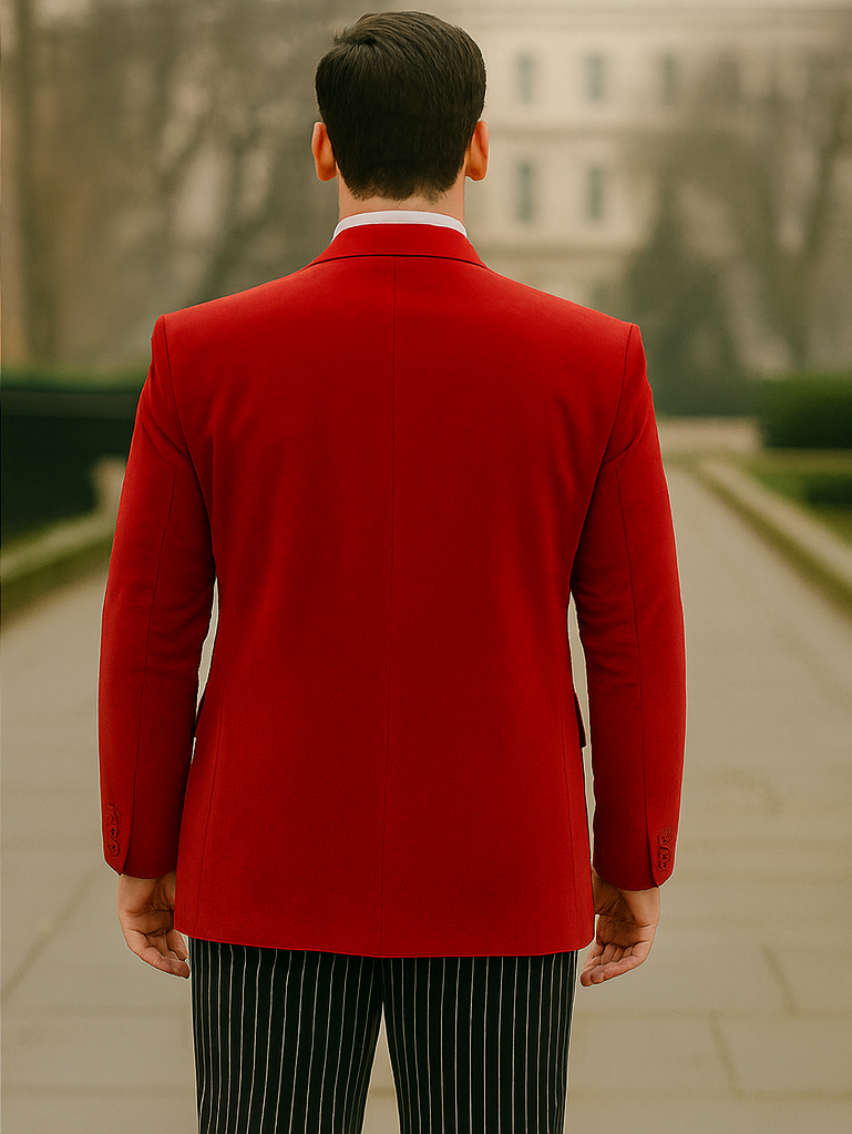 Red Velvet Roderick Smoking Jacket – Luxurious Men's Evening Wear