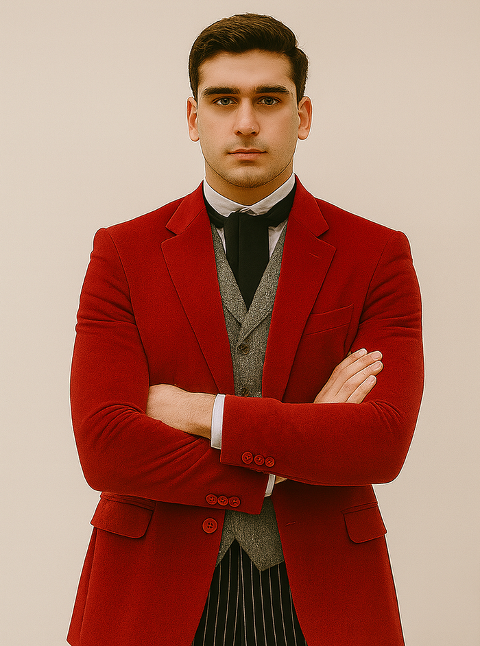 Red Velvet Roderick Smoking Jacket – Luxurious Men's Evening Wear