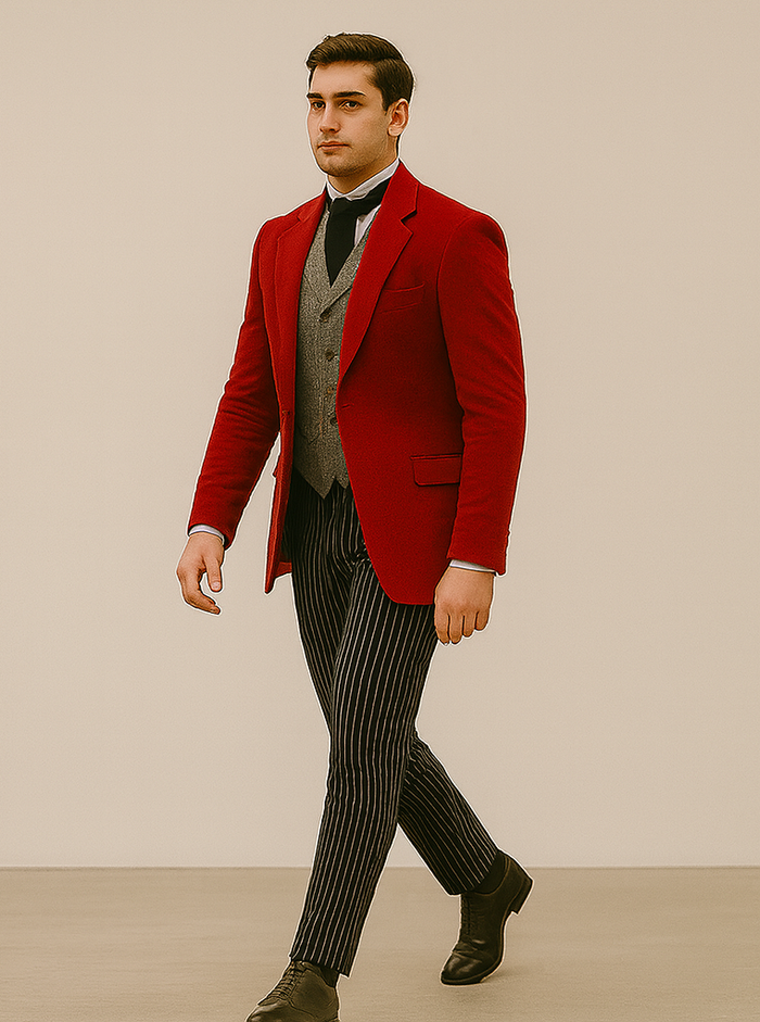 Red Velvet Roderick Smoking Jacket – Luxurious Men's Evening Wear