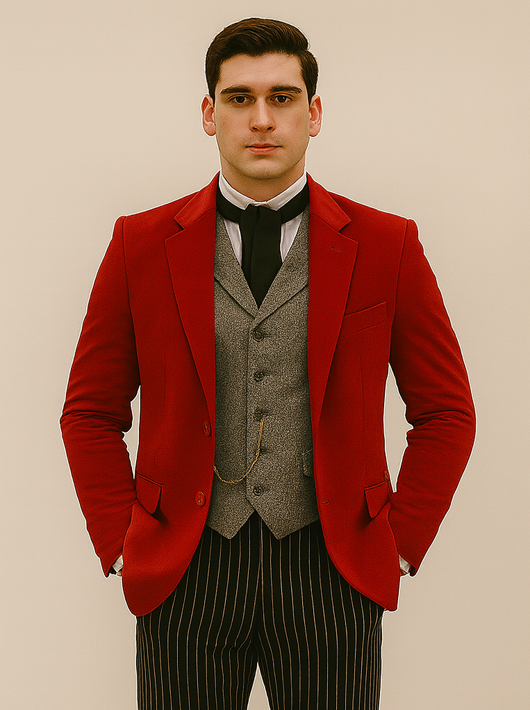 Red Velvet Roderick Smoking Jacket – Luxurious Men's Evening Wear