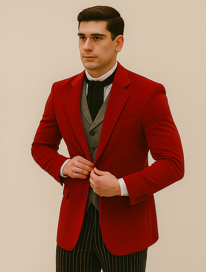 Red Velvet Roderick Smoking Jacket – Luxurious Men's Evening Wear
