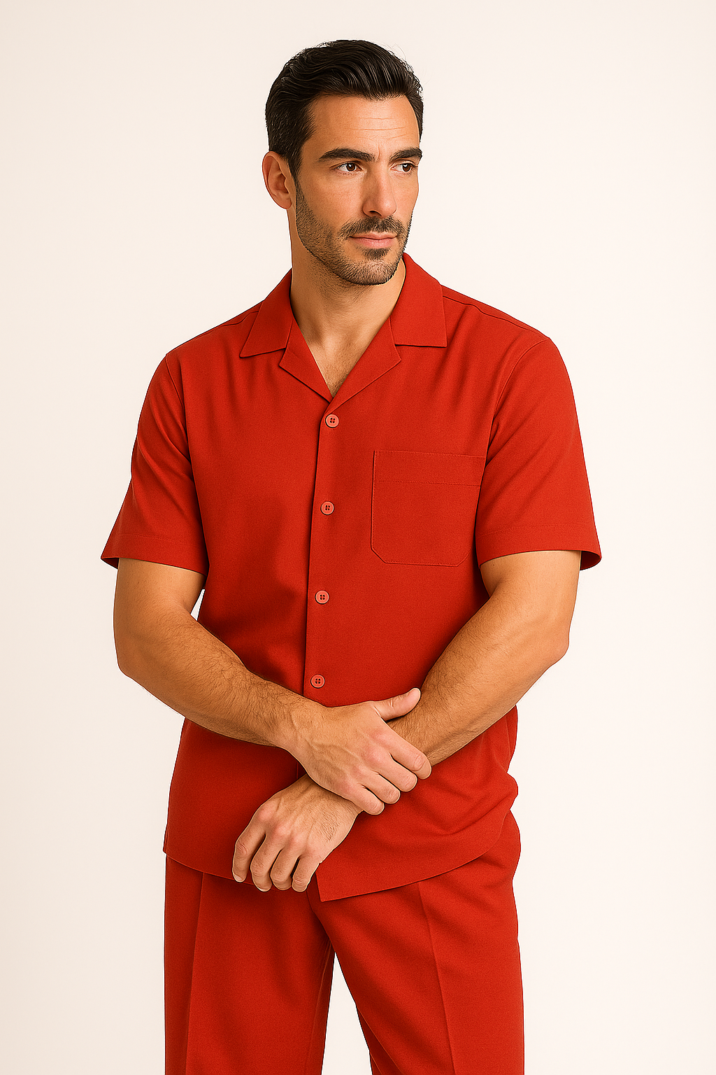 Mens Walking Suit - Big and Tall Casual Suit - Red Suit Up to 6XL Pants